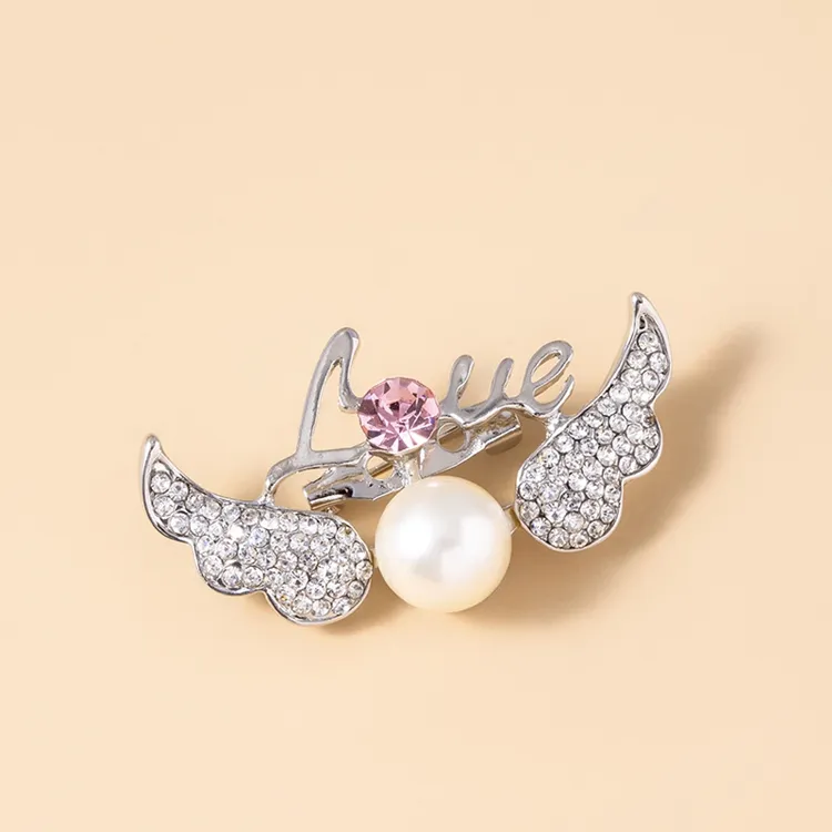 Ft-104 אופנה סיטונאית בגדים תכשיטים מיקרו קרינסטון קריסטל יהלום פנינה אהבה מלאך כנף
