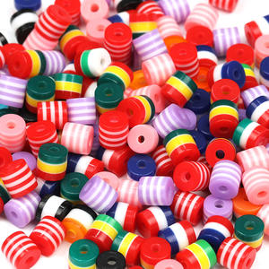 Cuentas sueltas de cilindro a rayas de resina de Color de diseño innovador, cuentas de agujero recto, accesorios de bricolaje - Product Image 2