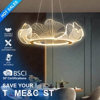 BGST Designer Creative Feuille De Lotus D'or Salon Salle À Manger Lustre Fleur De Mode Villa Hôtel Acrylique Led Pendentif Lumière