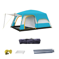 Grande tente chapiteau familiale personnalisée imperméable à l'eau avec deux chambres et un salon, capacité de 5 à 8 personnes pour le camping en plein air, en tissu Oxford
