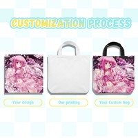 Sacs fourre-tout en tissu et en polyester imprimés par transfert thermique avec un design de personnage d'anime personnalisé pour une utilisation promotionnelle et en extérieur
