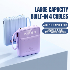 พาวเวอร์แบงค์ขนาดพกพา 20W ชาร์จเร็ว พร้อมสายในตัว พอร์ต USB สี่พอร์ต ดีไซน์กะทัดรัดสำหรับการเดินทางและการใช้งานประจำวัน - Product Image 5