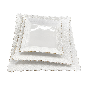 Ensemble d'assiettes et de bols en <span class=keywords><strong>porcelaine</strong></span> à bordure dorée au design moderne pour la maison <span class=keywords><strong>ou</strong></span> l'hôtel, fourniture en usine, ensembles de vaisselle en gros - Product Image 2