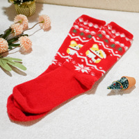 Chaussettes douces et chaudes pour femme, personnalisées, jetables, en mélange de coton, imprimées par transfert thermique, à motif animalier mignon, pour l'hiver et les fêtes