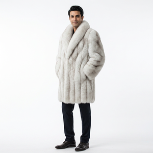 Manteaux en fourrure de renard de luxe pour hommes, hiver 2022, veste surdimensionnée avec fourrure de renard véritable de très belle qualité, rembourrage en coton - Product Image 1