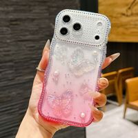 Coque de téléphone papillon à perles dégradées avec bord ondulé et motif diamant pour iPhone 17 Air 16 15 14 13 Pro Max, protection antichoc