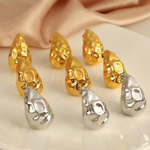 Teardrop <b>Stud</b> Earrings Zinc Alloy Gold <b>Silver</b> Fashion Korean Style Ear <b>Studs</b> EH115 EH116 - Product Image 1