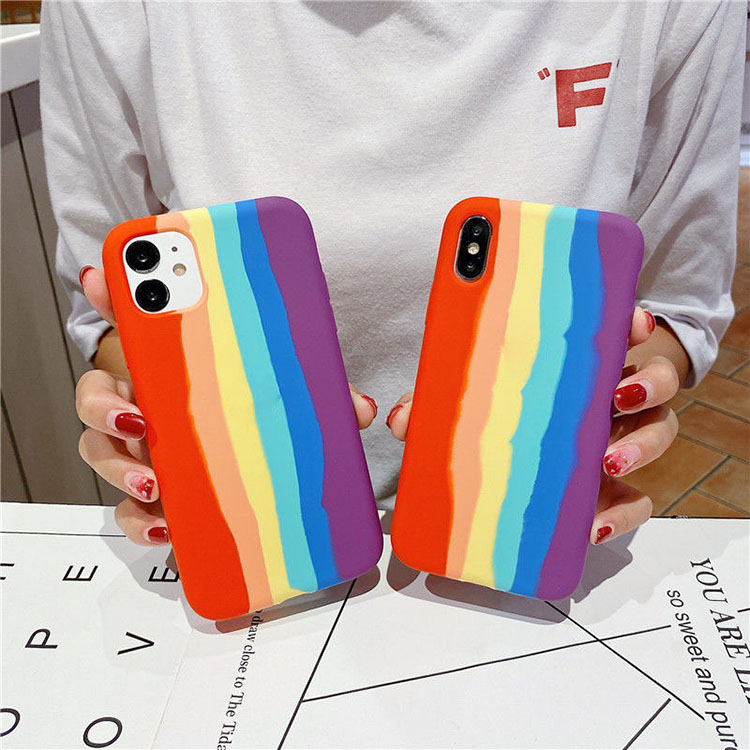 iPhone 13 Liquid Mobile Phone Silicone Cases / Rainbow Color Mobile Cover