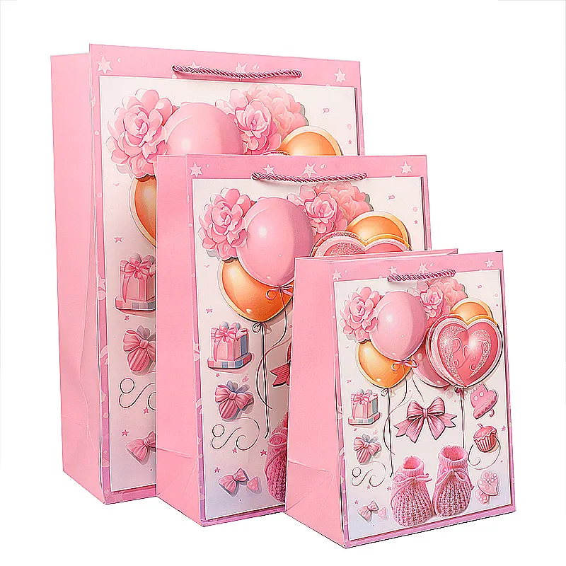 Folding Paper Bags Offered By Chinese Factory Customized Kids Birthday Gift Shopping Bags Can Be Printed With Logo