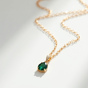 Luxury Green Hydra Gemstone Necklace in 925 Sterling Silver with 18K Gold Plating - Product Image 1