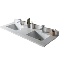 Double éviers en quartz blanc pur de 40x60 pouces, préplumés, comptoir de cuisine, de salle de bains