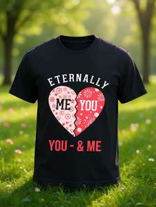 T-shirt nera da donna Eternal You & Me a maniche corte, girocollo, con stampa a cuore, casual, estiva, 100% cotone jersey - Product Image 2