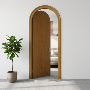 ZS Maßgefertigte Luxus-Inneneinrichtungen Neuestes Design Einfache Teakholz Schlafzimmer Badezimmer Französischer Stil Gewölbte Massivholztür - Product Image 2