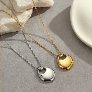 Joyería Fina al por Mayor de Estilo Coreano Moderno para Mujer, Collares con Colgante de Acero Inoxidable Chapado en Oro para Fiestas - Product Image 2