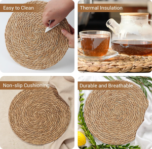 Boho Farmhouse rustique 10 pièces napperons tissés assiette chargeurs ensemble Jute tressé Table à manger tapis rotin <span class=keywords><strong>osier</strong></span> Table tapis décor - Product Image 3