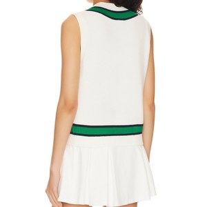 Robe de tennis mini pour femme à col en V, haut sans manches bicolore avec jupe plissée à séchage rapide, ensembles de vêtements de sport actifs - Product Image 4