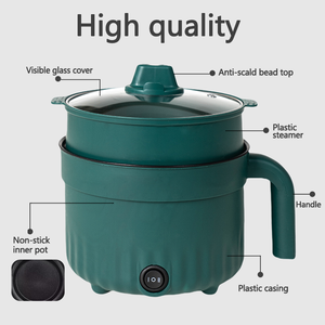 Poêle électrique circulaire pour la maison, revêtement antiadhésif, corps en acier inoxydable, couvercle en verre trempé, capacité de 1,8 L, utilisation domestique pratique - Product Image 3