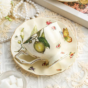 Tasse à thé et soucoupe en céramique française vintage ensemble tasse <span class=keywords><strong>anglaise</strong></span> de l'après-midi de haute esthétique pour café ou thé - Product Image 4