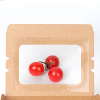 Boîtes de poulet biodégradables à emporter fast-food frites jetables en papier kraft brun pour le déjeuner emballage à emporter avec fenêtre en plastique