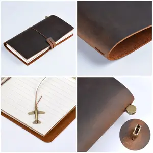 Hot Sale 100% Genuine Leather Notebook Handmade Vintage Cowhide Diary Journal travel notebook cover