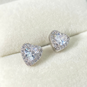 Orecchini alla Moda <span class=keywords><strong>Foxi</strong></span>, Vendita all'Ingrosso, Placcati in Oro 18k con Zirconia Cubica, Orecchini a Cuore da 8MM per Donne - Product Image 2