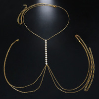 Chaîne de corps Sexy en alliage de diamant pour femme, Simple, soutien-gorge en cristal, chaîne de collier, bijoux, nouvelle mode 2023