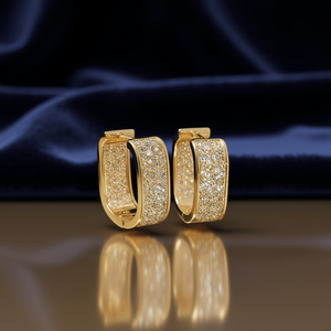 Orecchini a Cerchio E1934 Placcati Oro con Cristalli e Strass, Design Geometrico di Lusso per Uso Quotidiano Femminile - Product Image 2