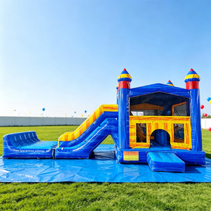 Château gonflable d'extérieur avec toboggan rebondissant, garde-corps amovible, PVC brillant, imperméable, pour événements de carnaval - Product Image 1