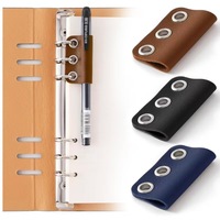 Abnehmbarer Stifthalter aus PU-Leder mit 3 Ringen für A5 Notizbuch, Stiftabdeckung, PU-Leder Stiftetui