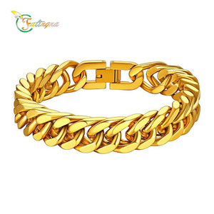 <span class=keywords><strong>Alin</strong></span> Schlichtes Design Breite Klobige Gliederkette Edelstahl-Schmuck Vergoldete Wickelarmbänder für Männer Buddhistische Religiöse Wickelarmbänder - Product Image 2