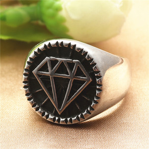 Men's <b>Titanium</b> Steel <b>Ring</b> Diamond Shape Geometric Retro Punk Style Silver Color Gift Jewelry - Product Image 2