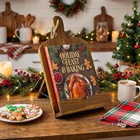 Support de recettes en bois pour la cuisine et la pâtisserie, porte-livres de cuisine avec présentoir, support en bois naturel pour la cuisine et la lecture à domicile