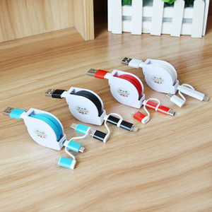 Retractable 3 In 1 Data <b>Cable</b> <b>Usb</b> A To Micro <b>Usb</b> Type C With Logo <b>Printing</b> For Mobile Phone Car Fast Charging - Product Image 1