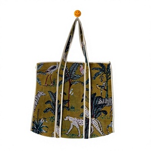Bolso Tote Acolchado de Algodón con Estampado de Leopardo, Estilo Bohemio, Abierto por Arriba, para Compras, para Todas las Temporadas, Bolso de Mano para Mujer - Product Image 1