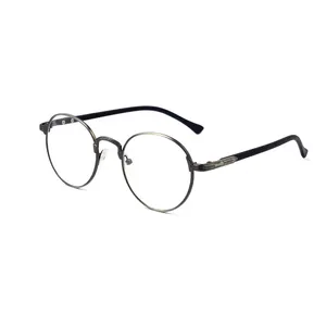 Kacamata bingkai logam Modern mode vogue kacamata bingkai lensa bening kacamata pria kacamata bulat kuat keren