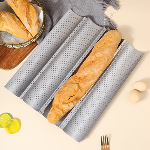 Plaque de cuisson pour baguettes en acier au carbone robuste avec revêtement en silicone antiadhésif pour pain et pains d'epi faits <span class=keywords><strong>maison</strong></span> - Product Image 3