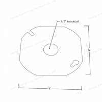 Boîte octogonale en acier galvanisé de 4 pouces avec couvercle plat 54C6 et découpes de 1/2 pouce pour boîte de jonction électrique octogonale