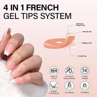AILLSA 180 pièces Faux ongles à presser en acrylique, couvrance totale, pré-dessinés, rose, formes French Tip, Amande, Ovale, Cercueil, pour extension d'ongles DIY à domicile
