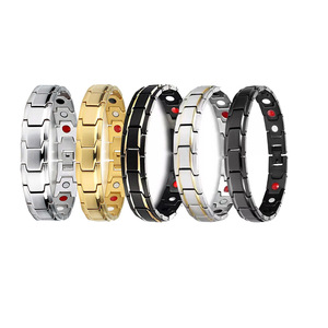 Unisex Magnetic <b>Bracelet</b> Zinc Alloy Leaf Pattern Rhinestone Inlay Fashion <b>Bangle</b> Energy Jewelry - Product Image 3