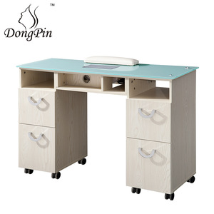 Nail <b>Table</b> <b>With</b> Storage Drawers And Caster <b>Wheels</b> For Office Use 3478 - Product Image 5
