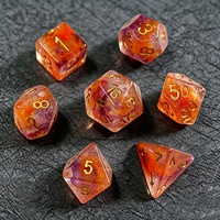 Ensemble de dés en résine polyédrique gravés avec logo personnalisé, jeu de dés colorés pour Dungeons and Dragons avec effet scintillant en spirale