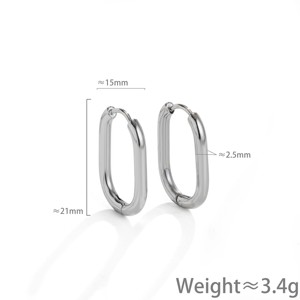 U-Shaped Stainless Steel <b>Hoop</b> Earrings-Gold & <b>Silver</b> Two-Tone Light Luxury Daily Outfit Basic Stylish Accessory - Product Image 4