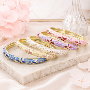 กำไลข้อมือคริสตัลชุบทองโลหะผสมสังกะสีลายดอกไม้เคลือบสีแบบหยดน้ำสไตล์ยุโรปอเมริกันตะวันออกกลางรุ่นใหม่ - Product Image 5