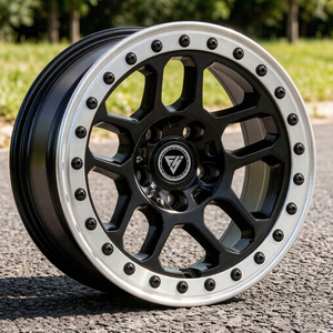 Jantes de voiture sport en aluminium forgé <span class=keywords><strong>4x4</strong></span> de 17 pouces, neuves, PCD 114,3 mm, ET 30 mm, beadlock fonctionnel, noires, concaves - Product Image 1