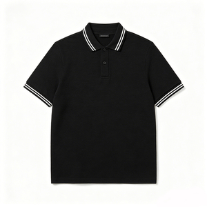 Chemises polo en coton de haute qualité, respirantes, à séchage rapide, avec logo personnalisé, manches courtes, coupe classique, pour femmes et hommes, OEM, couleur noire - Product Image 1