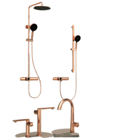 Ensemble de robinetterie de douche mural de luxe avec barre coulissante, finition or rose apparent, en laiton, avec valve en céramique et jet doux, pour villas et hôtels
