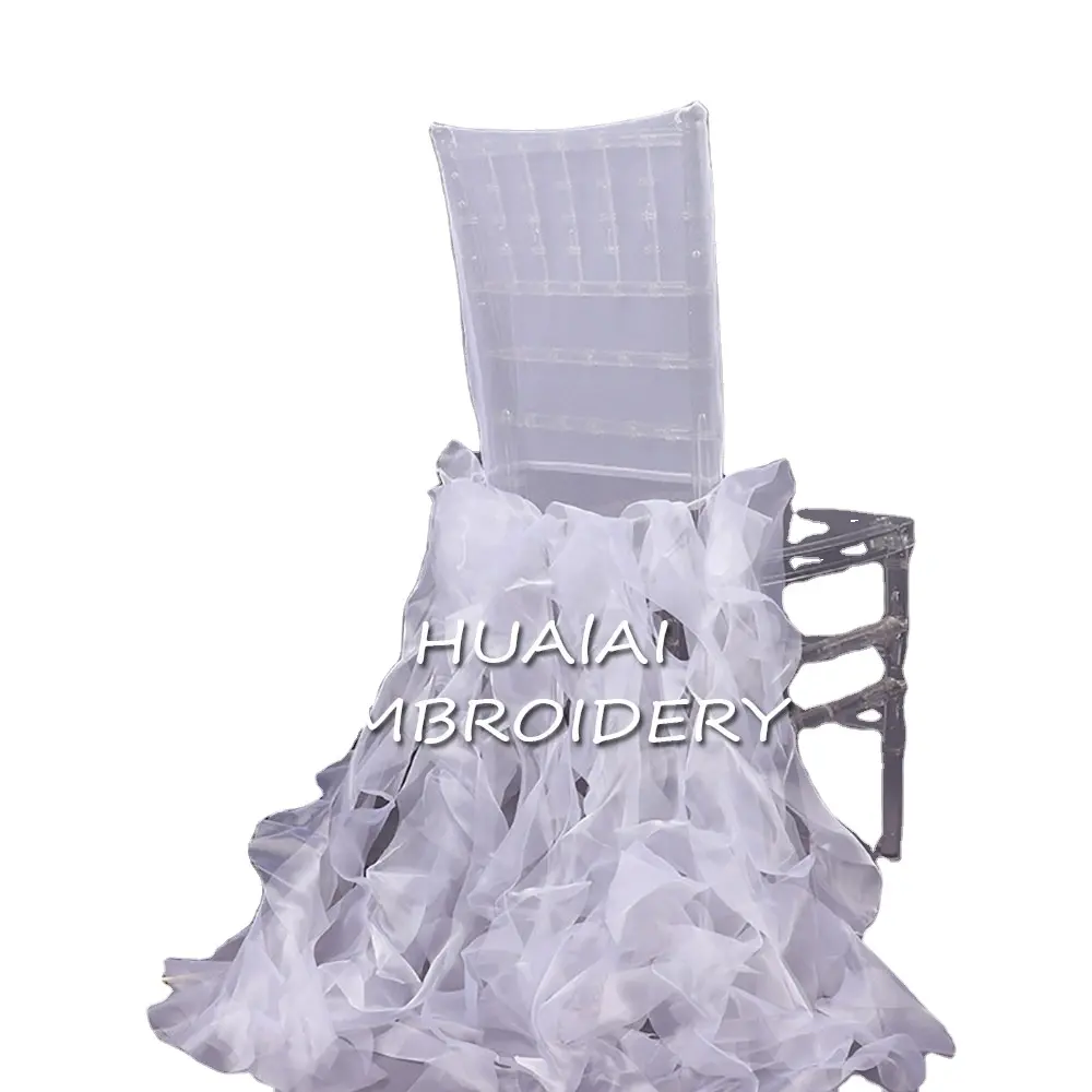 Stile europeo di lusso Sedia decorazione Pieghe Stretch maglia in poliestere bianco copertura della sedia del telaio per il banchetto di nozze del partito