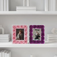 Cadre photo carré fait main avec rose éternelle pour la remise des diplômes |   Fleur éternelle, souvenir commémoratif, décoration de la maison, cadeau de mariage