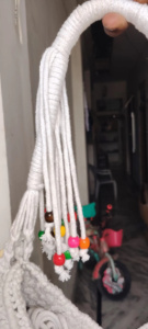 <b>White</b> Bohemian Macrame <b>Shoulder</b> <b>Bag</b> Single Strap Beaded Tassel Open Closure Summer Travel Hollow Out - Product Image 4