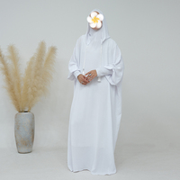 Vente en gros moyen-orient arabe dubaï une pièce Jilbab robe couleur unie rides polyester modeste Burqa Jilbab prière Abaya